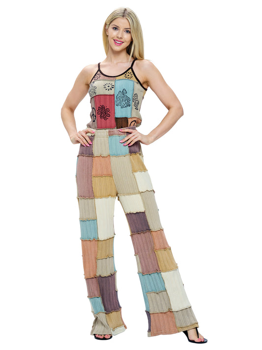 Pants Hippie Patchwork Multicolored Stitching